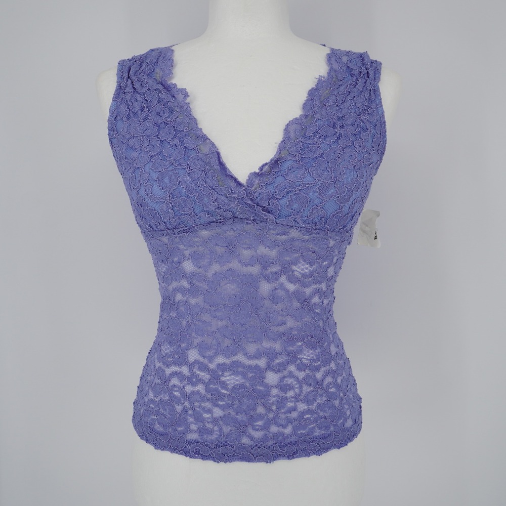 Shameless Y2K Blue Floral Lace babydoll  V-Neck Tank Top Vintage Large NEW